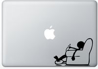 Stickman Lazy Slouched on Couch Drinking Relax Humor Silhouette Macbook Symbol Keypad Iphone Apple Ipad Decal Skin Sticker Laptop