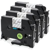 Oozmas Compatible with Brother P-Touch White on Clear TZe Laminated Label Tape 12mm TZe 135 for PT-D210 PT-H100 PTD400AD PT-P700 PTD600 PT-1230, 4-Pack