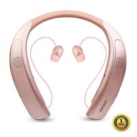 Bluetooth Headphones Speaker 2 in 1,DolTech Wireless Headphones Neckband Wearable Speaker Retractable Earbuds 3D Stereo Sound Sweatproof Headset with Mic