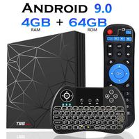 Android 9.0 TV Box［4GB+64GB］EVANPO T95 max Quad Core Smart TV Box Android Media Player Support USB 3.0/ 3D/ 4K/ 6K/ H.265/2.4G WiFi Set Top TV Box with Mini Keyboard (Backlit)