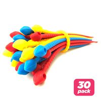Reusable Silicone Cable Twist Ties Organizer Perfect for Cord Management, Electronics Wire Strips, Kitchen, Garden Rubber Wraps and Gear Zip Tie Straps (7 inches, Non-Velcro) 30-pack - Yellow,Red,Blue