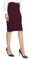 Urban CoCo Women's Elastic Waist Stretch Bodycon Midi Pencil Skirt (M, Wine red)
