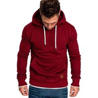 Simayixx Men Hoodies Pullover, Men's Fashion Workout Sweatshirts Plus Size Adjustable Hood Solid Sweater Tops Outerwear Red