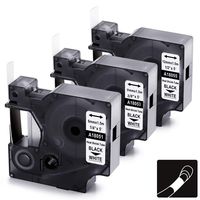 Replacement for DYMO 18051 18053 18055 Rhino Industrial Heat Shrink Tubes (1/4, 3/8, 1/2 inch) Black on White, Compatible DYMO Rhino PRO 4200 5200 6000 Laber Makers, 3-Pack