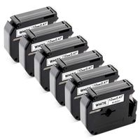 Replacement for Brother P-Touch M231 M-231 MK231 M-K231 12mm 0.47 Inch Label Tape, Black on White, Compatible with PT-M95 PT-90 PT-85 PT-70BM PT-70 PT-65 Label Maker, 6-Pack