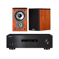 Yamaha R-S202 Stereo Receiver Bundle with Polk TSi100 2-Way Bookshelf Speakers with 5-1/4" Driver - (Pair) Cherry