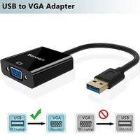 USB to VGA Adapter/Converter Only Supports Windows 10/8.1/8/7(NOT XP/Mac OS/Vista), USB 3.0 to VGA Video Connector 1080P for Surface,PC,Laptop to TV,Monitor,Projector,USB-VGA Adaptador/Convertidor