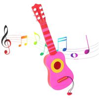 WEY&FLY 17 Inch Kids Toy Guitar 6 String, Baby Kids Cute Guitar Rhyme Developmental Musical Instrument Educational Toy for Toddlers (Pink)
