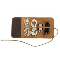 Travel Cord Organizer(Leather), Electronics Travel Organizer, Cable Organizer Travel Accessories for Men, Electronics Accessories Cases for Cable, Charger, Phone, USB, Headphone