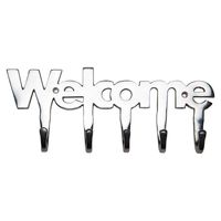 Comfify Welcome Aluminium Key Holder for Wall - Metal Key Hooks - Wall Mounted Key Hanger - Key Organizer Key Chain Hooks - Decorative Entryway Organization - Key Rack with 5 Hooks - 10.5"x4.5"