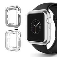 Chrome + Clear Vivid Protection Case [2 Pack] by Tech Express for Apple Watch Series 1, 2 & 3 Cellular LTE/GPS Flexible Bumper Skin [iWatch Gel Cover] Protective Shockproof (Silver/Clear, 42mm)