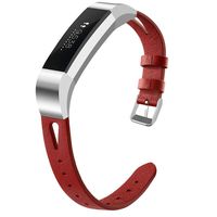 OenFoto Bands Compatible Fitbit Alta/Alta HR/Ace, Adjustable Classic Genuine Leather Wristband Replacement Watch Band Strap Accessory Bracelet for Fitbit Alta/Alta HR/Ace Smart Watch,Red Small