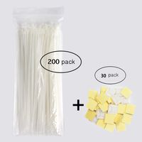 Kadea 8 Inch Cable Ties With Adhesive Mouse (200pcs Zip Tie +30 pcs Mouse) White