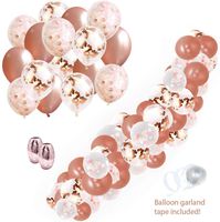 Rose Gold & Confetti Balloons, Balloon Garland Set or Helium, strip included (63 pc) w/ Ribbon, 12 inch for Baby Showers Bridal Shower Bachelorette Weddings Birthday Parties Column Pink Arch Kit Party