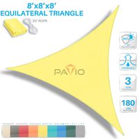 PATIO Paradise 8' x 8' x 8' Canary Yellow Sun Shade Sail Equilateral Triangle Canopy, 180 GSM Permeable Canopy Pergolas Top Cover, Permeable UV Block Fabric Durable Outdoor, Customized Available