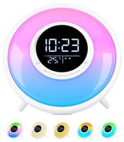 All -in-One Wake Up Light Alarm Clock with FM Radio, Sleep Sound Machine,Sleep Timer,10 Color Night Light & 23 Soothing Sounds