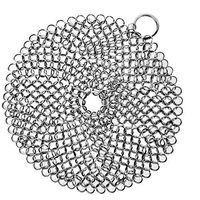 Chainmail Cleaner, Cast Iron skillet Cleaner, 316L Stainless Steel Cast Iron Chainmail Scrubber for Cast Iron Pan Pot Skillet Cookware, Senpulism 8"x8" Cast Iron Cleaner Round