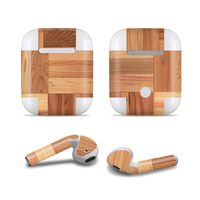 Masino Bluetooth Headset Protective Sticker Protector Decal Skin Cover for Apple AirPods 2 & 1 with Charging Case, NOT Compatible with AirPods 2 Wireless Charging Case (Decal- Wood Square)