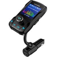 VicTsing USB C PD&QC3.0 Bluetooth FM Transmitter for Car, 1.8" Color Wireless Radio Transmitter Adapter with 5 EQ Modes, Power Off, Hands-Free Calls, 3 USB Ports, 4 Music Playing (Black)