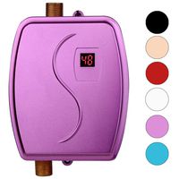 kbxstart Electric Tankless Hot Water Heater, 110V 3000W Hot Water Heater with LCD Digital Display for Hand/Face/Bowl Bathroom Kitchen Washing, Version 01- Pink