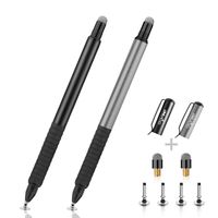 DIGIROOT Universal Stylus,[2-in-1] Disc Capacitive Stylus Pen Touch Screen Pens for All Touch Screens Cell Phones, Tablets, Laptops with 6 Replacement Tips - (Black/Grey)