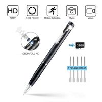 Mini Cam Hidden Camera, Spy Camera Pen with 5 Replaceable Ink Refills & 32GB Memory, 1080p HD Photo/Video for Business Conference, Home Security (Hidden Camera 01)