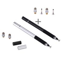 Yizhet 3-in-1 Stylus Touch Pen + Ball Point Pen for iPhone iPad Samsung and All Capacitive Screens Devices Smartphone Tablet [3 in 1 Precision Stylus] - 2 Pcs, Black/Silver