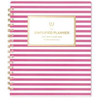 Simplified 2019-2020 Academic Year Weekly & Monthly Planner, Medium, 7" x 9", Pink Stripe (EL201-805A)