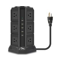 Tower Power Strip, Wellwerks Multi Plug Surge Protector with 12 Outlets and 5 USB Ports, Product Surge Protector Electric Charging Station, with 5.9ft Heavy Duty Extension Cord Universal for Home