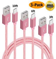 USB Type C Cable, BLUELEC 3Pack 3FT 6FT 10FT Nylon Braided Fast Charger Cable Compatible with Samsung Galaxy Note 9 S10 S9+ A9 Star A8 A7, Nexus 6P 5X, Moto Z Z2, LG V30 G6, Moto X4 Z3 (Rose Gold)