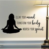 Yoga Quote Wall Decal, Yoga Vinyl Sticker, Mind Body Spirit, 24"X12" Black, Yoga Studio Decor