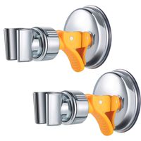Adjustable Shower Head Holder Bathroom Suction Cup Handheld Shower Head Holder Mounting Bracket Plastic ABS with Chrome Polished for Marble Glass Metal Ceramic (2, Orange Wrench)