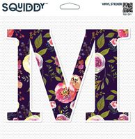 Squiddy Floral Letter M Pretty Roses Design - Vinyl Sticker Decal for Phone, Laptop, Water Bottle (2" Tall)