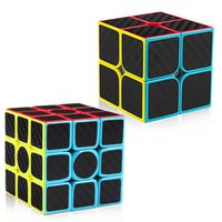 D-FantiX Carbon Fiber 2x2 3x3 Speed Cube Set, 2x2x2 3x3x3 Cube Bundle Pack Magic Cube Puzzle Toys Kids