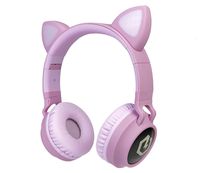 PowerLocus Buddy Wireless Bluetooth Headphones for Kids, Kid Headphone Over-Ear with LED Lights, with 10H Playtime, Wireless and Wired Headphone for Cell Phones,Tablets,PC,Laptop (Pink)
