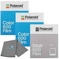 Polaroid Originals Instant Film Bundle 2 Packs Color Instant Film and 1 Pack Black and White Instant Film for 600 and i-Type Cameras Bundle Includes a Lumintrail Cleaning Cloth