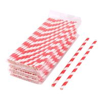 uxcell Paper Stripe Print Cold Drinking Shop Juice Soda Disposable Straws 0.6cm Dia 100pcs