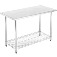 Kitchen Work Table Commercial Prep Stainless Steel Metal Table with Adjustable Foot Chrome Lower Shelf, 24 X 48 Inches