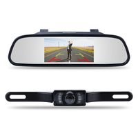 cámara de respaldo y Kit de Monitor, 4.3" Espejo retrovisor Monitor para auto para DVD/VCR/Auto Cámara reversa Trasera de Respaldo Cámara de parqueo con 7 LED de visión nocturna