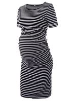 Liu & Qu Women's Ruched Maternity Bodycon Dress Mama Causual Short Sleeve Wrap Dresses