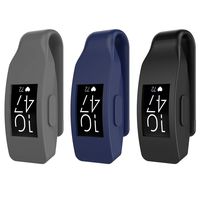 TiMOVO Silicone Clip Compatible for Fitbit Inspire/Inspire HR, [3-Pack] Watch Protective Case Clip Clasp Holder Replacement Compatible for Fitbit Inspire HR - Black & Navy Blue & Gray