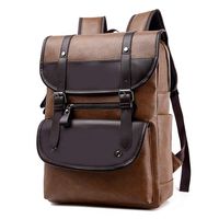 Men Backpack Travel Casual School Backpacks Vintage Faux Leather Large Capacity Multifunctional Business Laptop Backpack for Boys & Students,Khaki