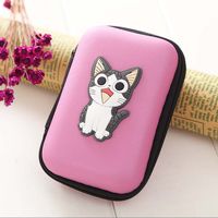 ZOEAST(TM) Mini Cartoon Coin Key Purse Case Earphone Line iPhone Data Cable Storage Bag Portable Headphone Box Packing (Rectangle Box, Sweet Cat)