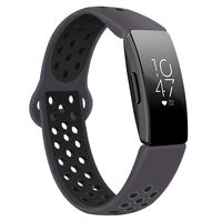 DYKEISS Compatible with Fitbit Inspire HR Fitness Tracker Sport Band, Soft Silicone Replacement Accessory Women Men Breathable Wristband Strap (Large, Gray/Black)