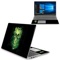 MightySkins Skin Compatible with Lenovo Ideapad 330S 15" (2018) - Green Smoky Skull | Protective, Durable, and Unique Vinyl Decal wrap Cover | Easy to Apply, Remove | Made in The USA
