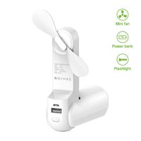 Cellet Foldable 3 in 1 Handheld Portable Mini Air Cooling Fan, Power Bank 2000mAh, and Flashlight. Micro USB Rechargeable 10-20 Hrs. of Battery Life Smart LED Indicators Double Speed (White)