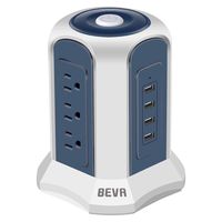 Surge Protector Power Strip Tower - BEVA Desktop Power Strip Tower with 4 USB Ports 9 Outlets,Switch Control Power Outlet Strips Charging Station 6 ft Extension Cable for Office and Home
