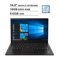 2019 Newest Lenovo ThinkPad X1 14 Inch Touchscreen FHD 1080P Laptop (Inter 4-Core i7-8565U up to 4.6 GHz, 16GB RAM, 512GB SSD, Intel HD 620, Backlit KB, WiFi, Bluetooth, HDMI, Windows 10)