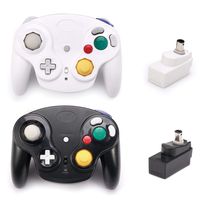 Poulep 2 Packs Classic 2.4G Wireless Controllers Gamepad with Receiver Adapter for Wii U Gamecube NGC GC (Black and White)