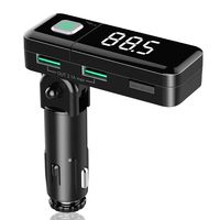 TOP-MAX Fm Radio Transmitter Bluetooth Car Charger Bluetooth Receiver, Hands Free Stereo BT Aux Adapter Music Player Wireless Talking Car Kit with Dual USB Charger,TF Card Port,for iPhone Android
